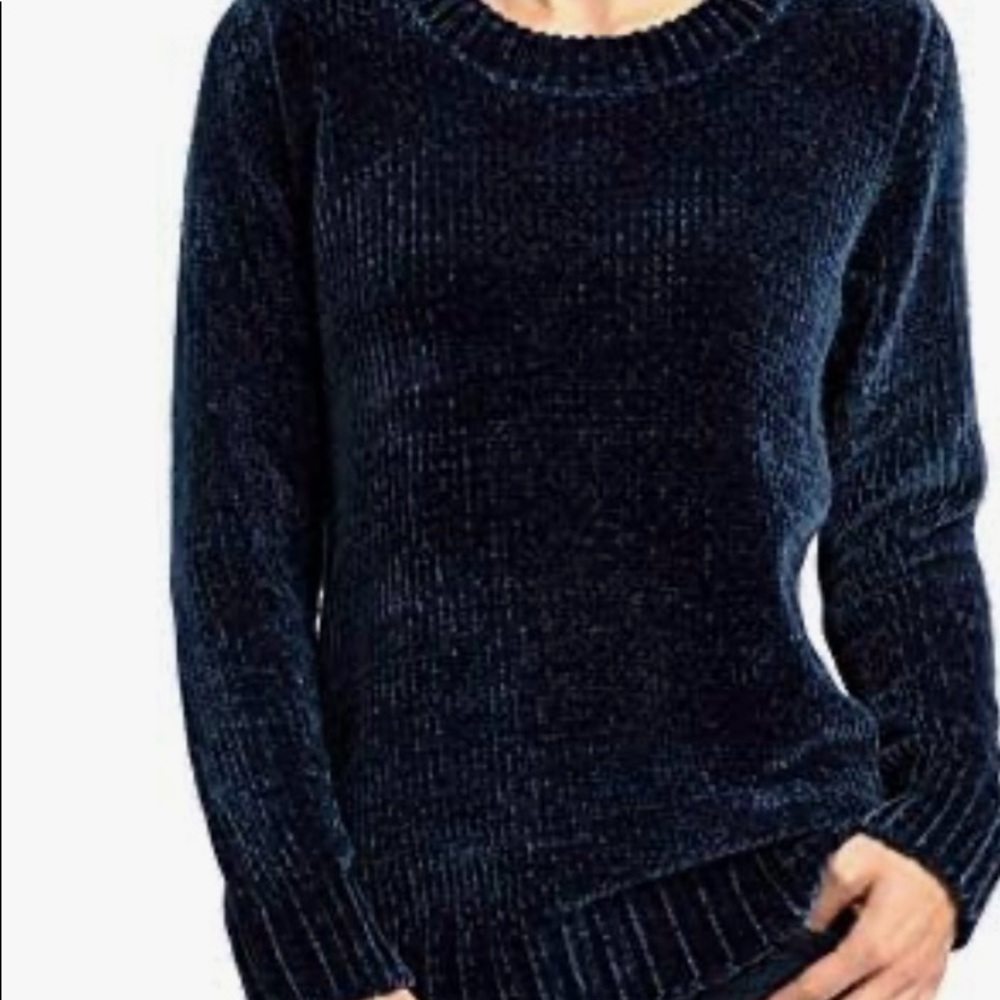 Orvis Womens Navy Blue Chenille Sweater